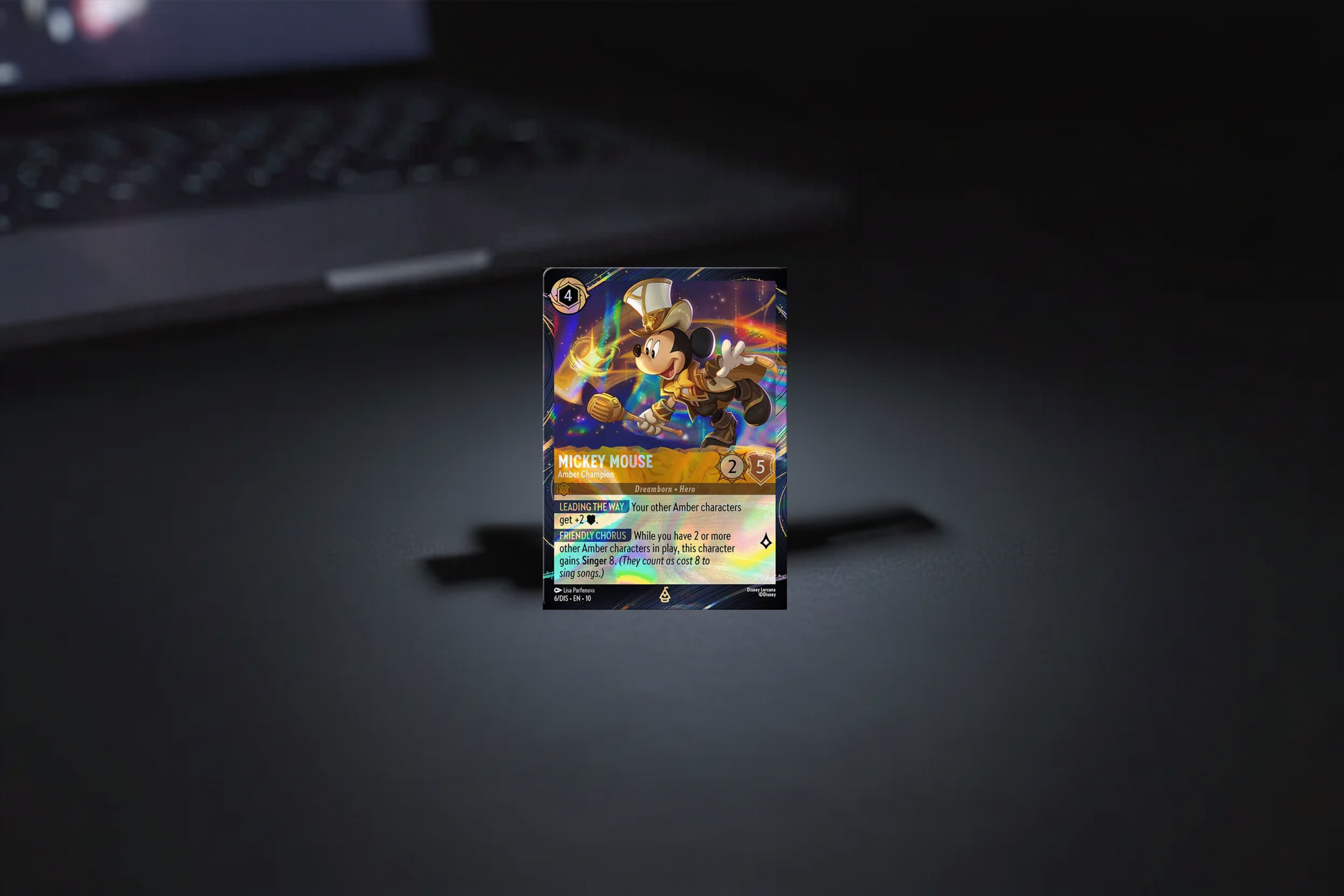 Disney Lorcana TCG 歷險之旅 樂園限定閃卡 - 米奇 Mickey Mouse – Amber Champion