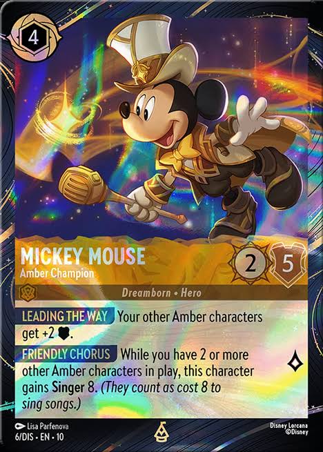 Disney Lorcana TCG 歷險之旅 樂園限定閃卡 - 米奇 Mickey Mouse – Amber Champion